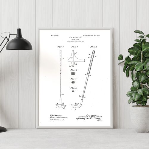 Golf club patent drawing print