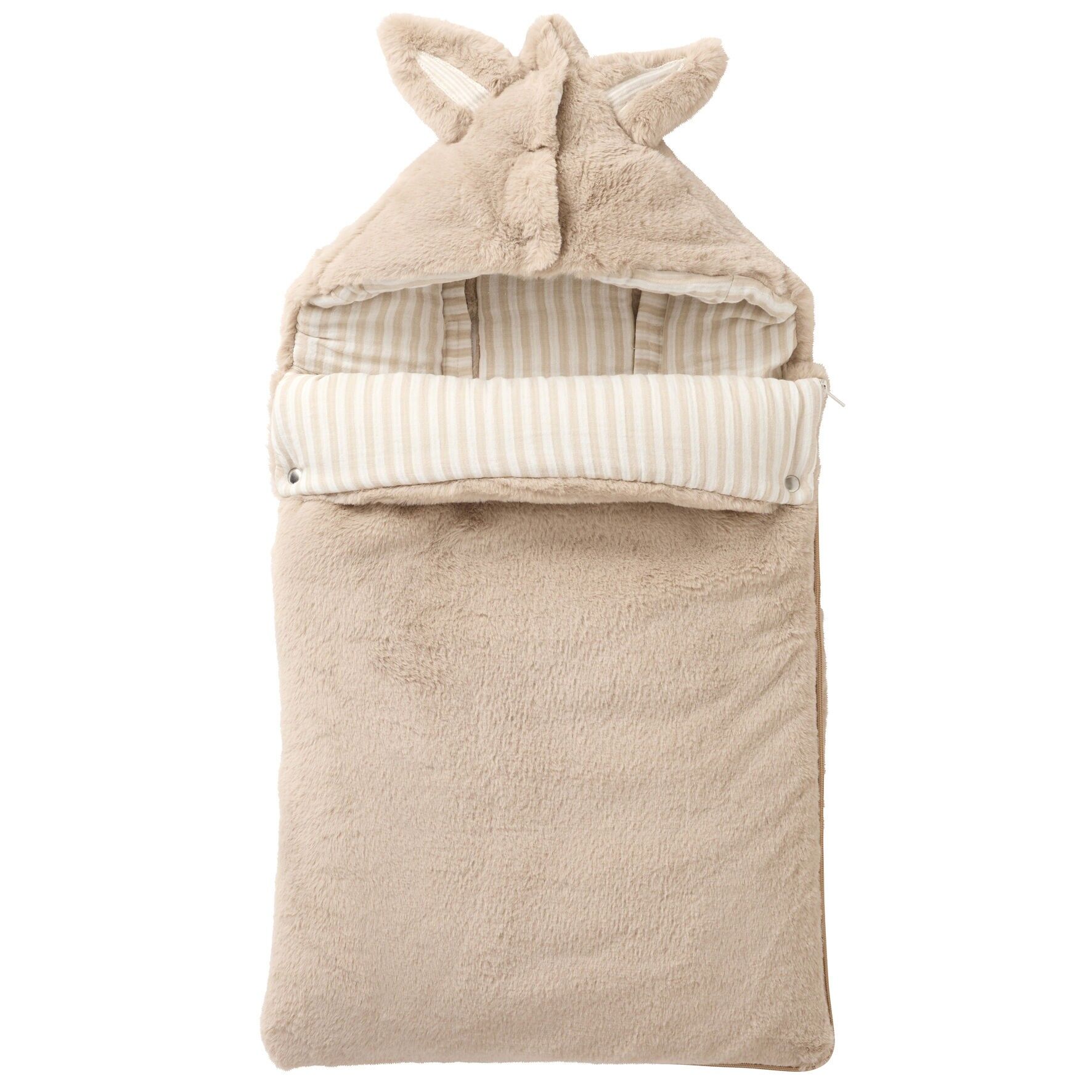 Nido de bebé de piel sintética de angora forrado con gasa de algodón - beige