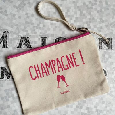 Pink Champagne pouch - limited edition! screen printed in France