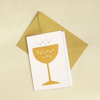 Carte "Célébration" Champagne - Cocktail / Félicitation / Anniversaire - Message en français - Carte de Voeux 2
