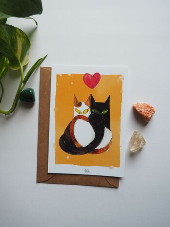 Carte St Valentin. Chats amoureux