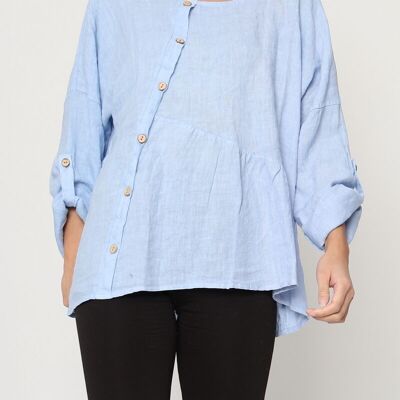 Round neck blouse with buttons in Linen REF. 7887
