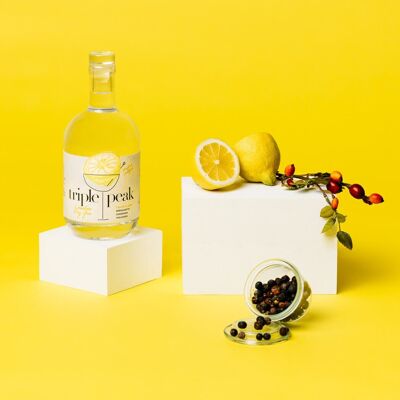 Etichetta gialla Gin Triple Peak