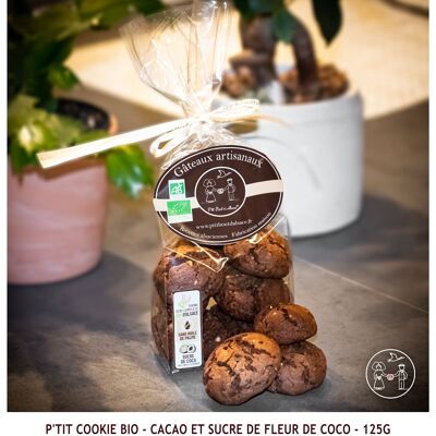 Biscotto biologico P'tit - Cacao e zucchero di fiori di cocco - 125 g (sacchetto)