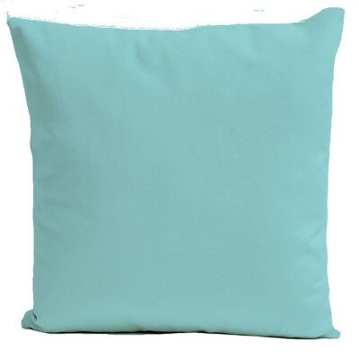 Square light blue velvet cushion