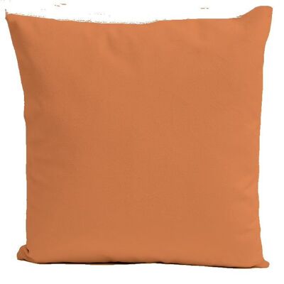 Square salmon orange velvet cushion