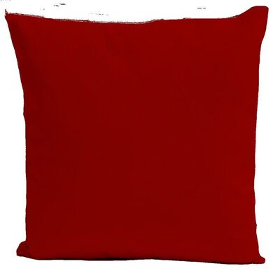 Square vermillion red velvet cushion