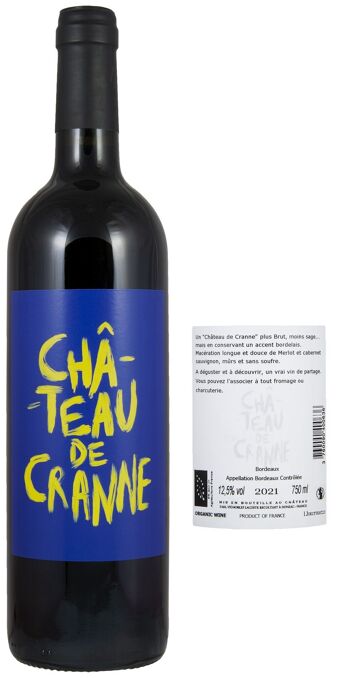Vin Rouge Bio Bordeaux Nature 2021 sans sulfites ajoutés "Château de Cranne" 3
