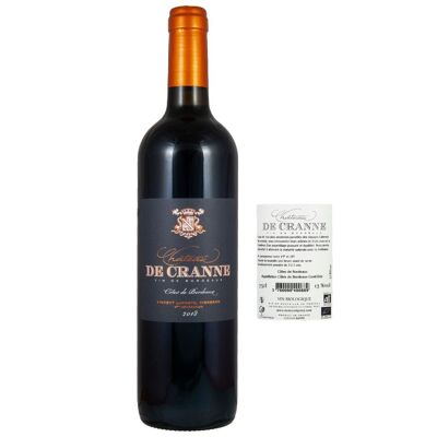 Organic Red Wine Côtes de Bordeaux 2018 “Château de Cranne”