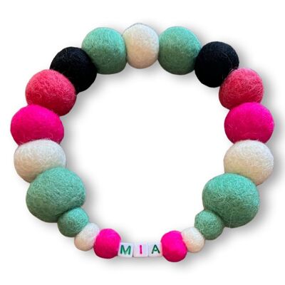 Personalisiertes Hundehalsband mit Pompons – Wassermelone