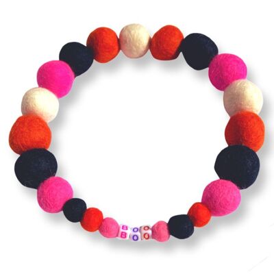 Dog Collar with Pompoms - Boo - Pink - Halloween