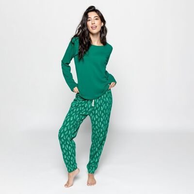 Grüner Pyjama aus weicher Bio-Baumwolle, Fair-Trade-Produkt