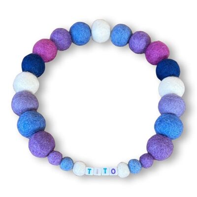 COLLARE PER CANE PERSONALIZZATO CON POMPON - Blu lavanda