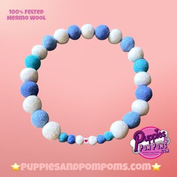 COLLIER POUR CHIEN PERSONNALISÉ AVEC POMPONS - Bleu Bébé / Bleu Cornish 3