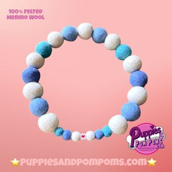 COLLIER POUR CHIEN PERSONNALISÉ AVEC POMPONS - Bleu Bébé / Bleu Cornish 5