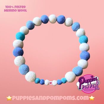 COLLIER POUR CHIEN PERSONNALISÉ AVEC POMPONS - Bleu Bébé / Bleu Cornish 6