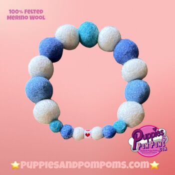 COLLIER POUR CHIEN PERSONNALISÉ AVEC POMPONS - Bleu Bébé / Bleu Cornish 9