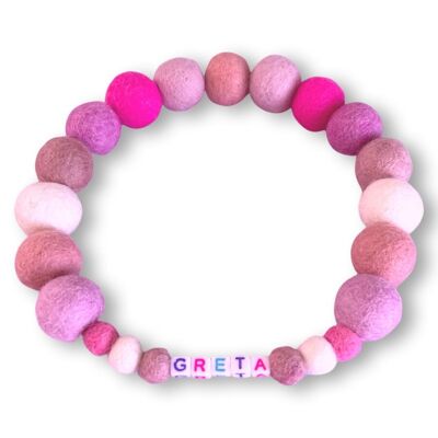 PERSONALIZED DOG COLLAR WITH POMPONS - Baby Pink