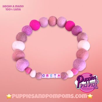 COLLIER POUR CHIEN PERSONNALISÉ AVEC POMPONS - Rose Bébé 5