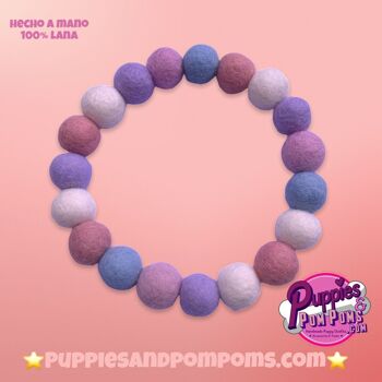 Collier pour chien Pom Pom personnalisé - Mélange rose bébé, lilas et bleu 2