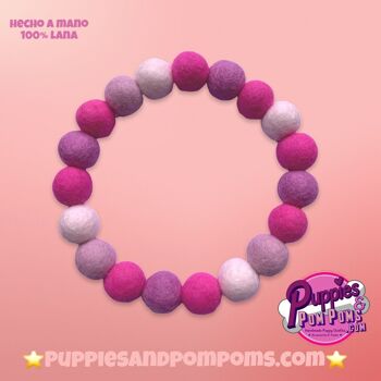 COLLIER POUR CHIEN PERSONNALISÉ AVEC POMPONS - Hot Pink Mix 3