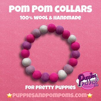 COLLIER POUR CHIEN PERSONNALISÉ AVEC POMPONS - Hot Pink Mix 4