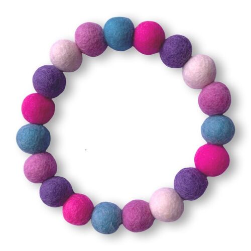 COLLAR DE PERRO PERSONALIZADO CON POMPONES - Mezcla rosa, azul y púrpura - Collar de perro Pom Pom personalizado