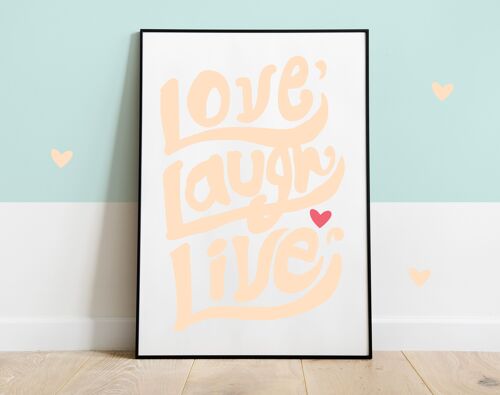 Affiche Love, laugh, live - Saint-Valentin