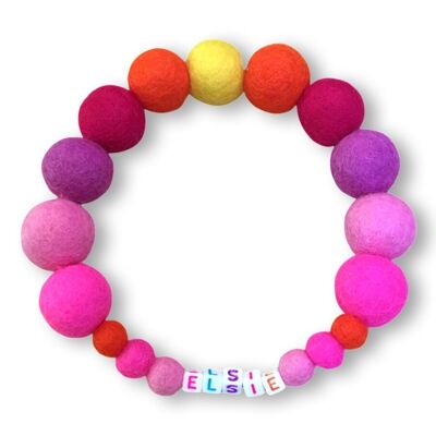 PERSONALIZED DOG COLLAR WITH POMPONS - Pink