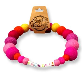 COLLIER POUR CHIEN PERSONNALISÉ AVEC POMPONS - Rose 2