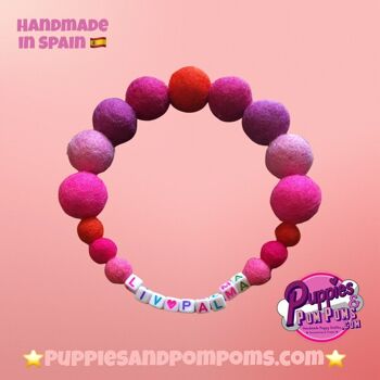 COLLIER POUR CHIEN PERSONNALISÉ AVEC POMPONS - Rose 42