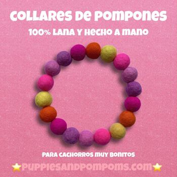 COLLIER POUR CHIEN PERSONNALISÉ AVEC POMPONS - Rose 58