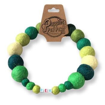 COLLIER POUR CHIEN PERSONNALISÉ AVEC POMPONS - Vert 3