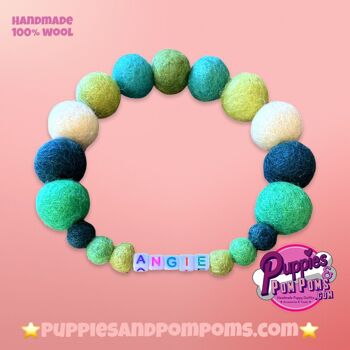 COLLIER POUR CHIEN PERSONNALISÉ AVEC POMPONS - Vert 6