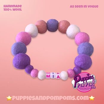 COLLIER POUR CHIEN PERSONNALISÉ AVEC POMPONS - Rose et Lavande - Vu sur Vogue 7