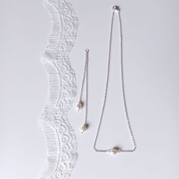 Collier de mariée chaîne argentée avec perles de culture. 5