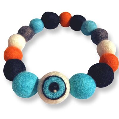 Halloween Pom Pom Eyeball Dog Collar - Blue