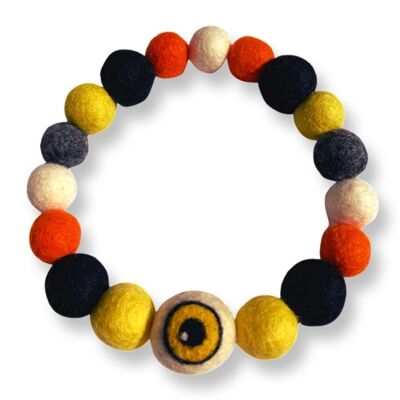 Collier Pour Chien Halloween Pom Pom Eyeball - Jaune