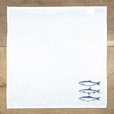 Serviette maritime en demi-lin poisson