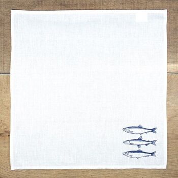 Serviette maritime en demi-lin poisson 1