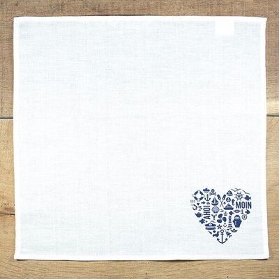 maritime half-linen napkin heart "Nordic by Heart"