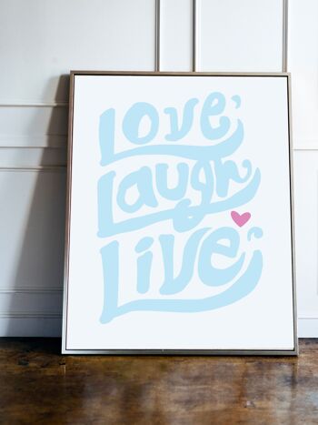 Affiche Love, laugh, live Bleu - Saint-Valentin 3
