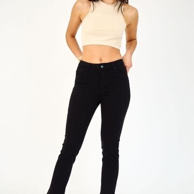 WOMEN'S STRAIGHT-LEG COLORED TROUSERS - "Élodie" - BLACK