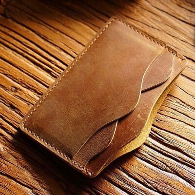 Handcrafted Genuine Leather Mountain Card Holder