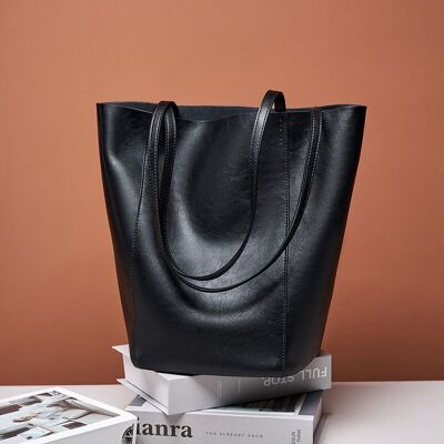 Borsa fourre-tout a spalla en style minimaliste en vera pelle