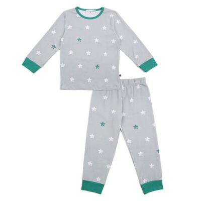 Kinderschlafanzug Sterne / Grau - 92