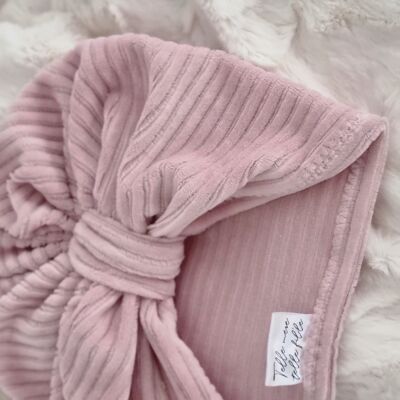 turban bonnet velours rose