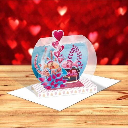 Carte Saint-Valentin Pop up 3D - Poissons