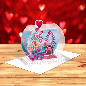 Carte Saint-Valentin Pop up 3D - Poissons 1