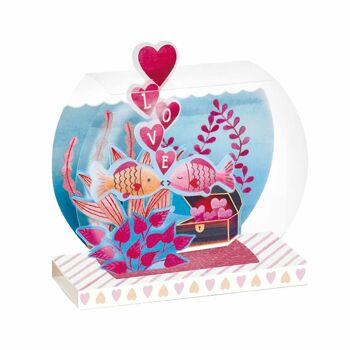 Carte Saint-Valentin Pop up 3D - Poissons 3